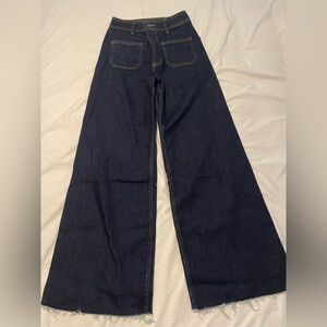 Zara wide leg high waisted dark wash jeans